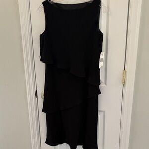 Jones New York Black Layered Midi Dress